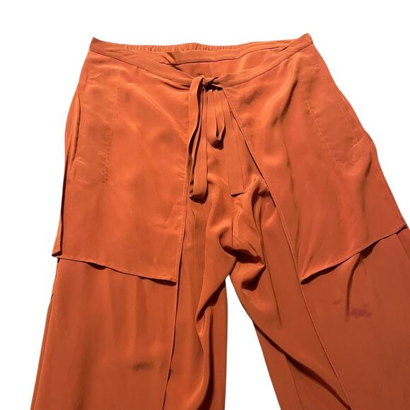 Chloe Pants Womens Size 30 US / 40 EU Amber Rose Pure Silk Slit Wide Leg Modern - Picture 2 of 12